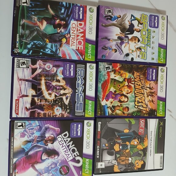 Lot 6 xbox games KINECT sport, adventure, dance central 1 &2, dance masters and - Picture 1 of 7